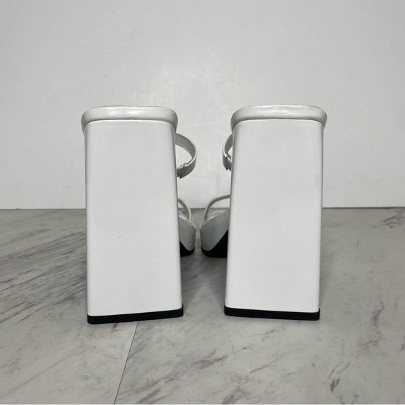 Jeffrey Campbell Hustler Square Toe White Heel Sandal 9 1/2 - Picture 3 of 14